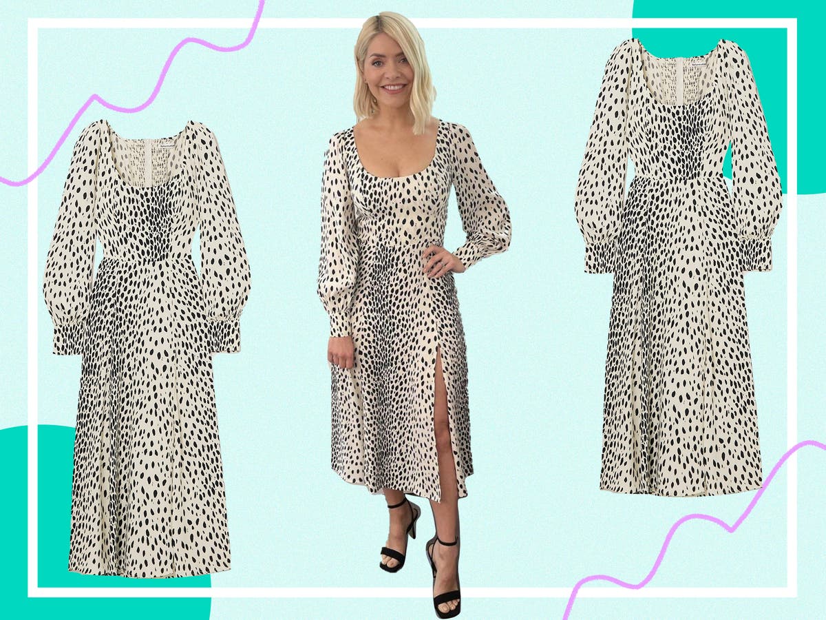 Holly’s animal print dress is from everyone’s favourite sustainable brand