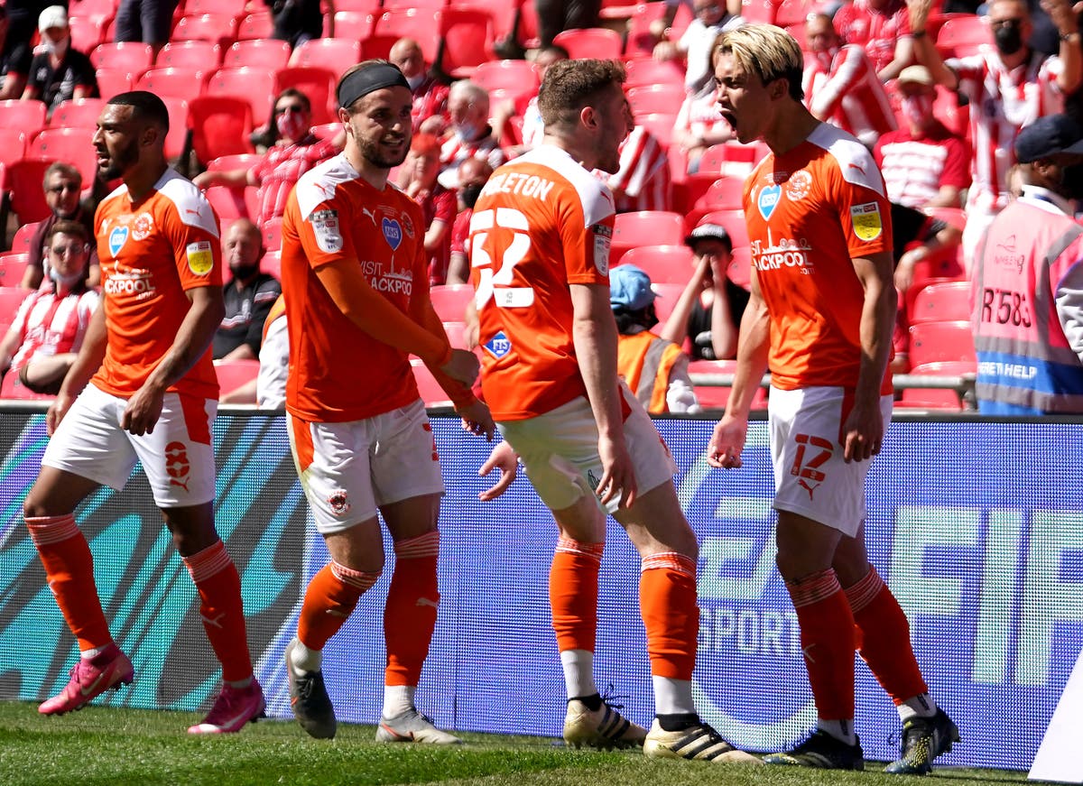 Kenny Dougall double helps Blackpool return to Championship with play-off win