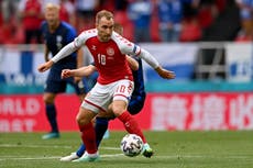 Stars send support for Christian Eriksen after collapse on pitch at Euros