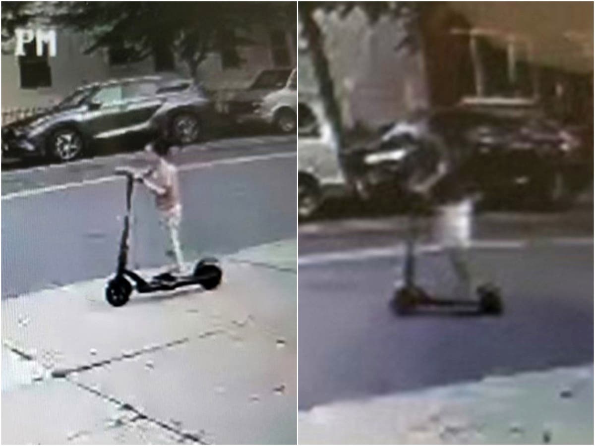 Robber in mask pushes 6-year-old off scooter and steals it