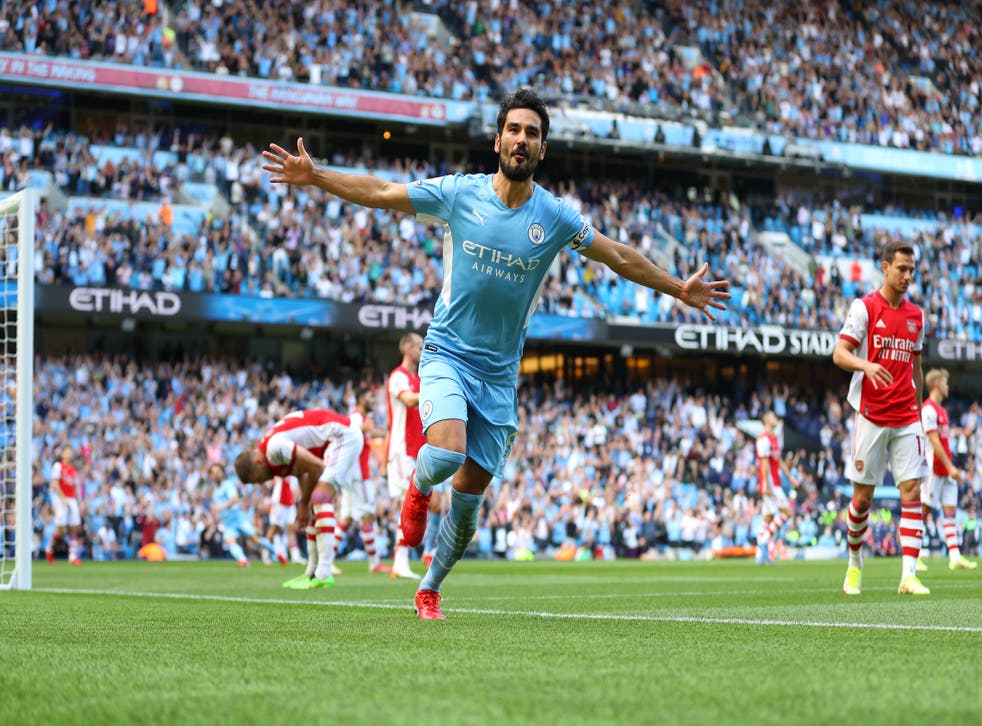 <p>Ilkay Gundogan of Manchester City celebrates</s>