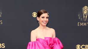 Eliana Kwartler wears a pink J Mendel gown