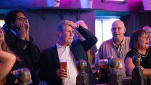 Labour Party leader Sir Keir Starmer watches the Arsenal v Tottenham Hotspur match at The Font pub in Brighton