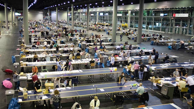 Absentee ballots for the German general election are counted at the Frankfurt Messe hall Frankfurt am Main