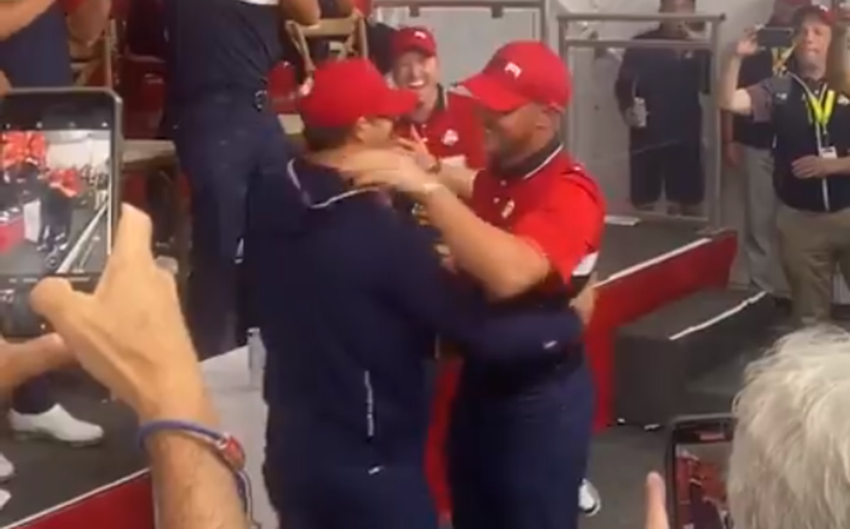 Why can’t we be friends? Bryson DeChambeau and Brooks Koepka hug it out at Ryder Cup
