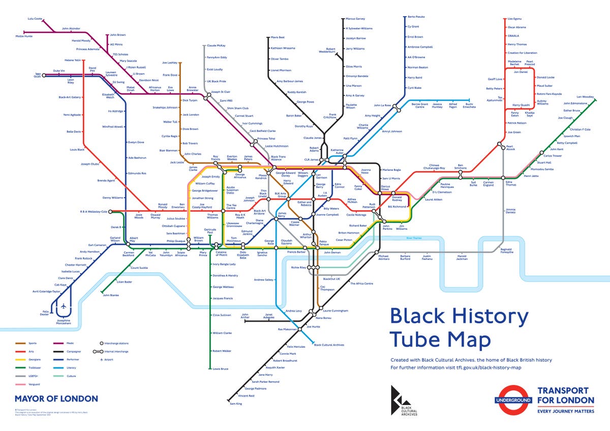 Black history Tube map launched by Transport for London