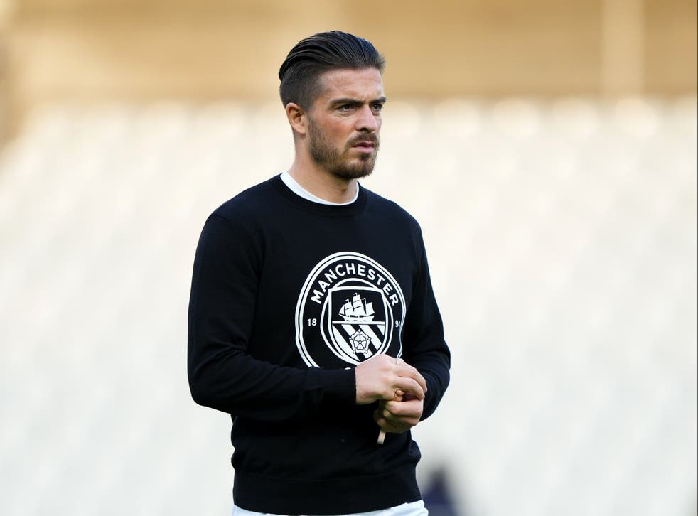 <p>Jack Grealish on the pitch before kick-off</p>