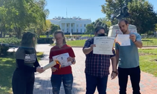 ‘Don’t burn our future’: Climate activists light diplomas on fire outside White House