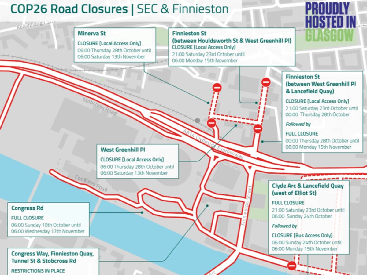 How Cop26 road closures will affect travel in Glasgow 
