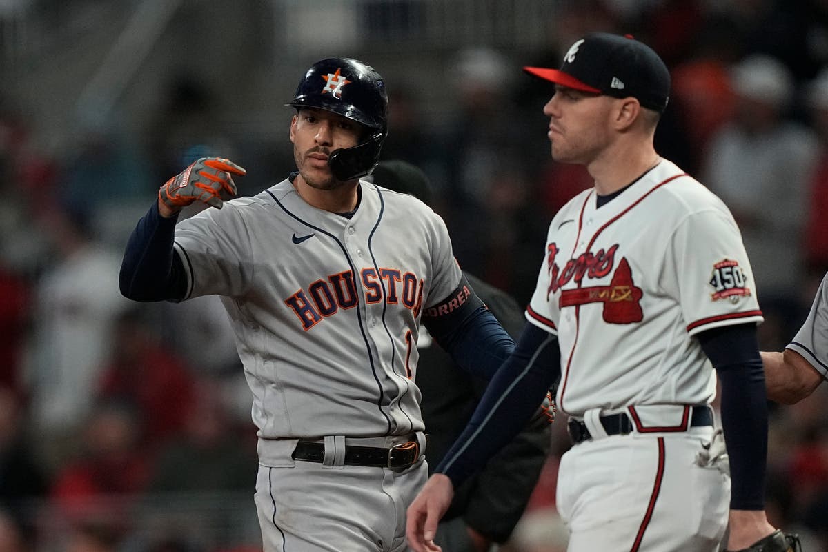 Correa, Astros rally past Braves 9-5, cut WS deficit to 3-2
