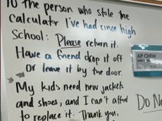 Teacher makes direct appeal to thief who took her calculator as she admits she can’t afford a new one