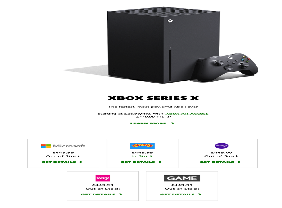 <p>The Xbox website shows Smyths as having series X stock</p>
