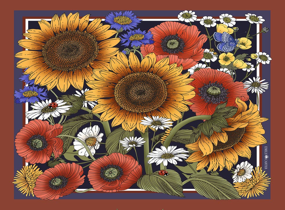 <p>The Sunflower Garden Silk Scarf </s>