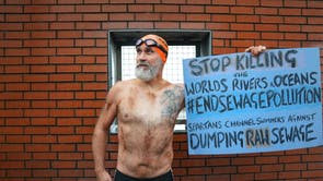 Peter Green protesting outside the Cop26 gates during the official final day of the Cop26 summit in Glasgow.