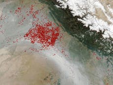 Nasa images show how Delhi is being buried in ‘a river of smoke’ that can be seen from space