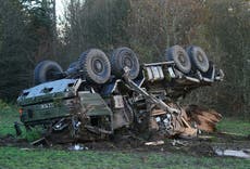 Two men in hospital with serious injuries after Army vehicle flips over
