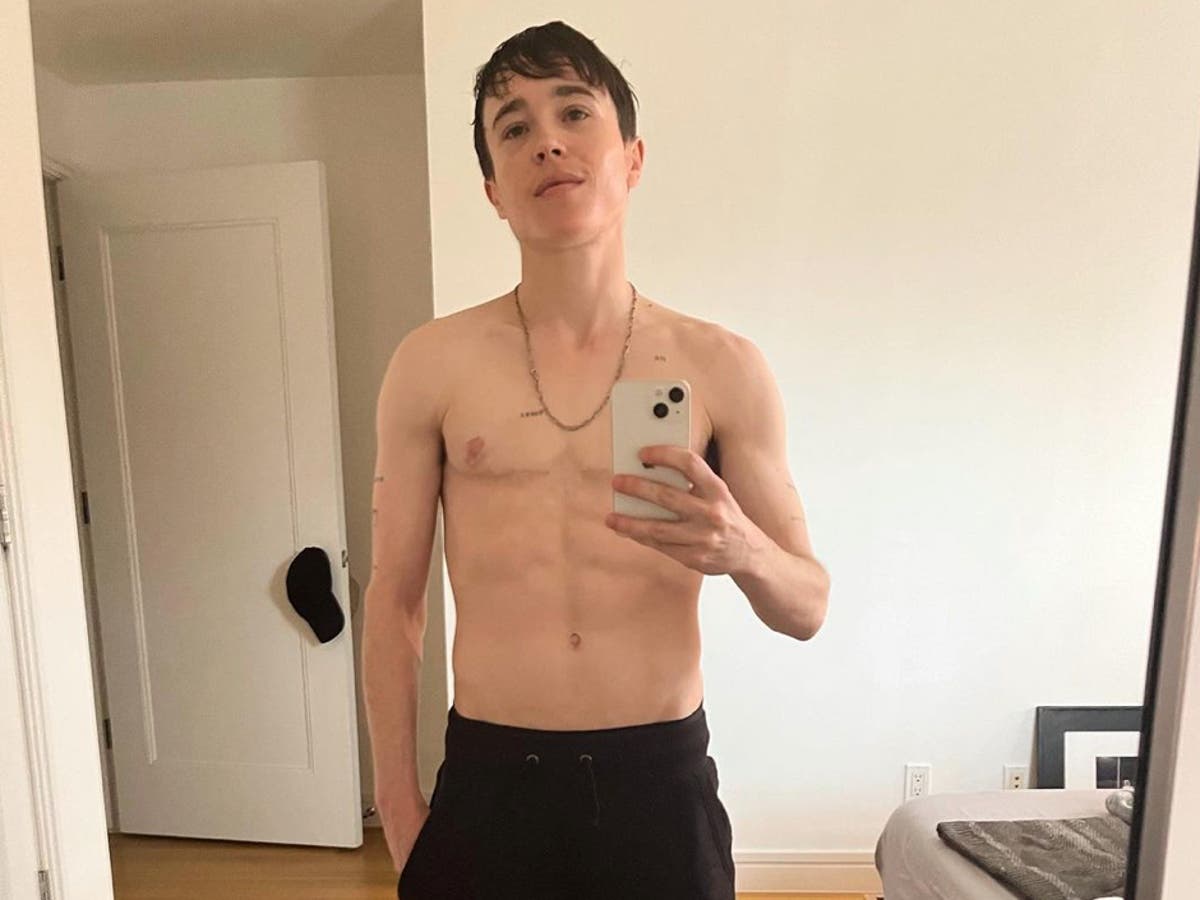 Elliot Page jokes he’s testing ‘new phone’ with topless selfie