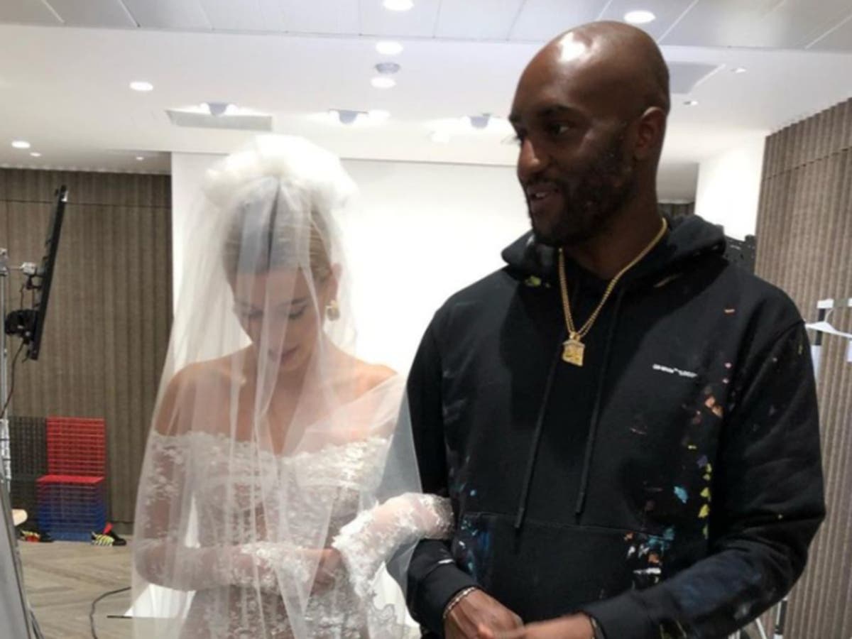 Hailey Baldwin pays tribute to Virgil Abloh and the wedding dress he designed for her