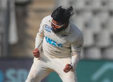 New Zealand spinner Ajaz Patel completes 14-wicket match haul against India
