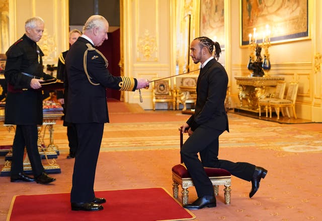 Lewis Hamilton is made a Knight Bachelor by the Prince of Wales at Windsor Castle