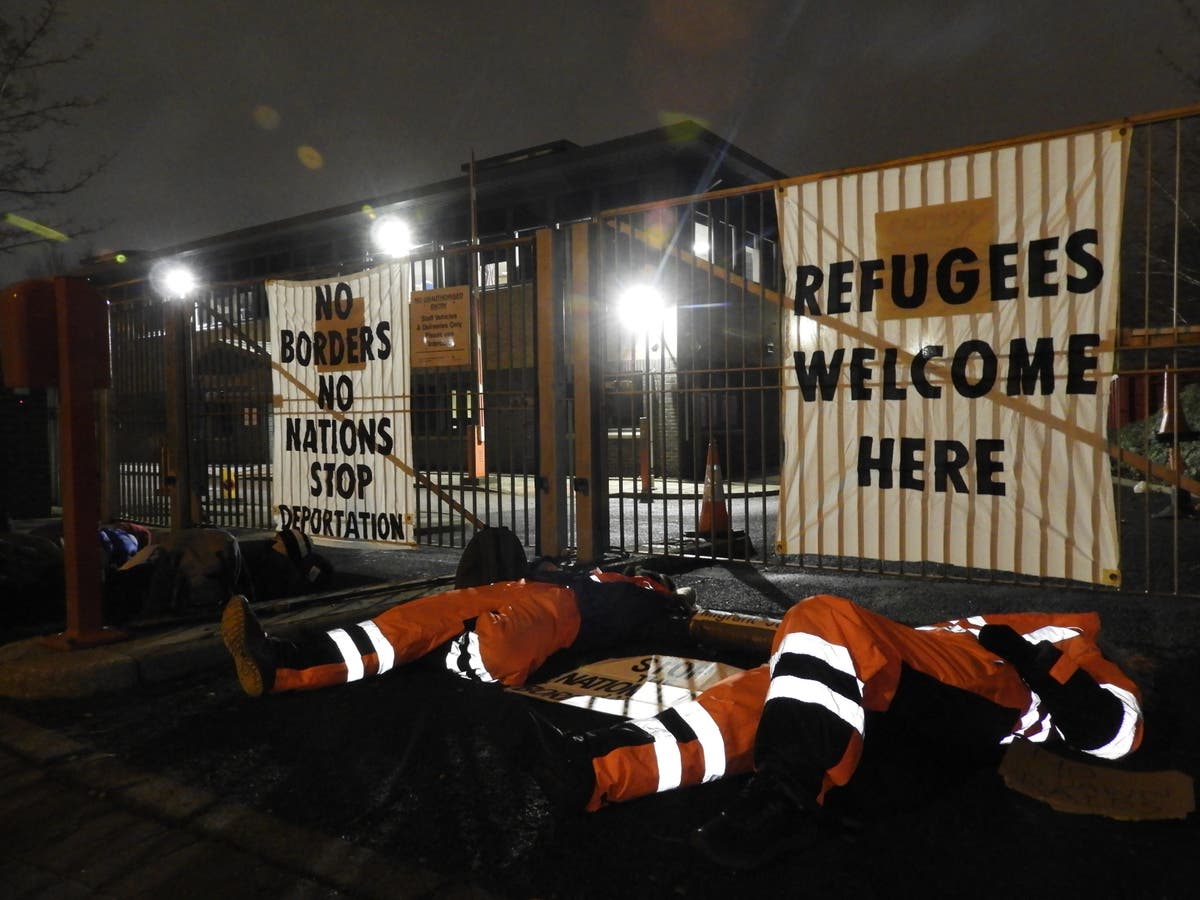 Extinction Rebellion activists block Home Office building in Glasgow
