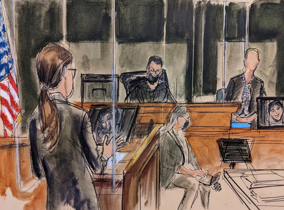 <p>The second accuser to take the stand, “Kate”, is seen in a court sketch testifying on 6 December in New York</p>