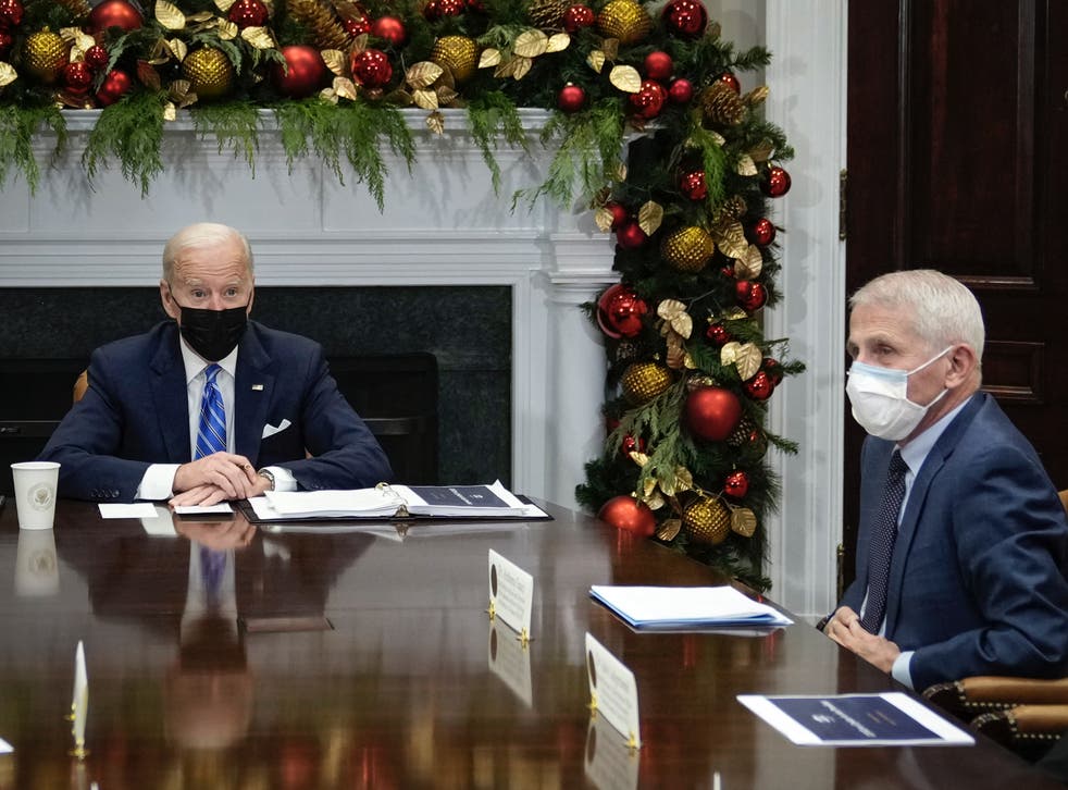 <p>President Joe Biden holds a meeting with Dr Fauci </p>