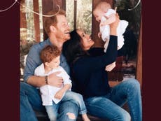 Prince Harry and Meghan Markle share first photo of daughter Lilibet on holiday card