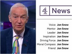 Channel 4 News pay emotional tribute to Jon Snow in end credits of his last show