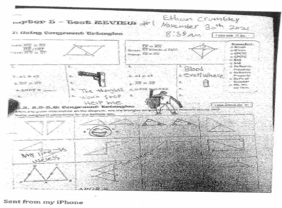 <p>The drawings Ethan Crumbley was found with the morning of the massacre </p>