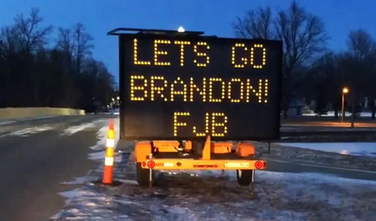 Mystery as road sign hacked with anti-Biden Let’s Go Brandon slogan in South Dakota