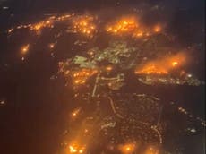Aerial footage shows horror wildfire as 30,000 told to flee – follow live