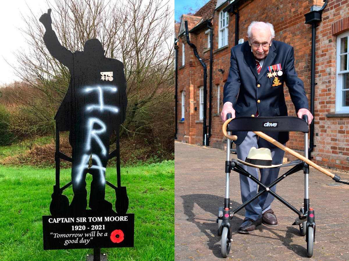 Vandals spray IRA graffiti on Captain Sir Tom Moore memorial