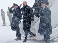 ‘Like a badass’: Video of Biden emerging from snowed in Air Force One goes viral