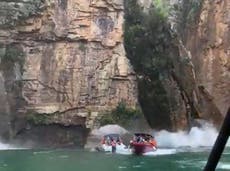 At least seven dead after canyon wall collapses onto motorboats on lake in Brazil