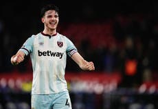 David Moyes hails Declan Rice’s rise and says he can still improve his game