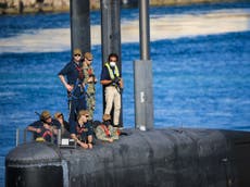 US Navy nuclear submarine surfaces at Guam base