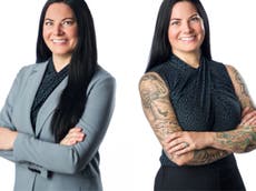 Woman goes viral for company headshot showing off her tattoos