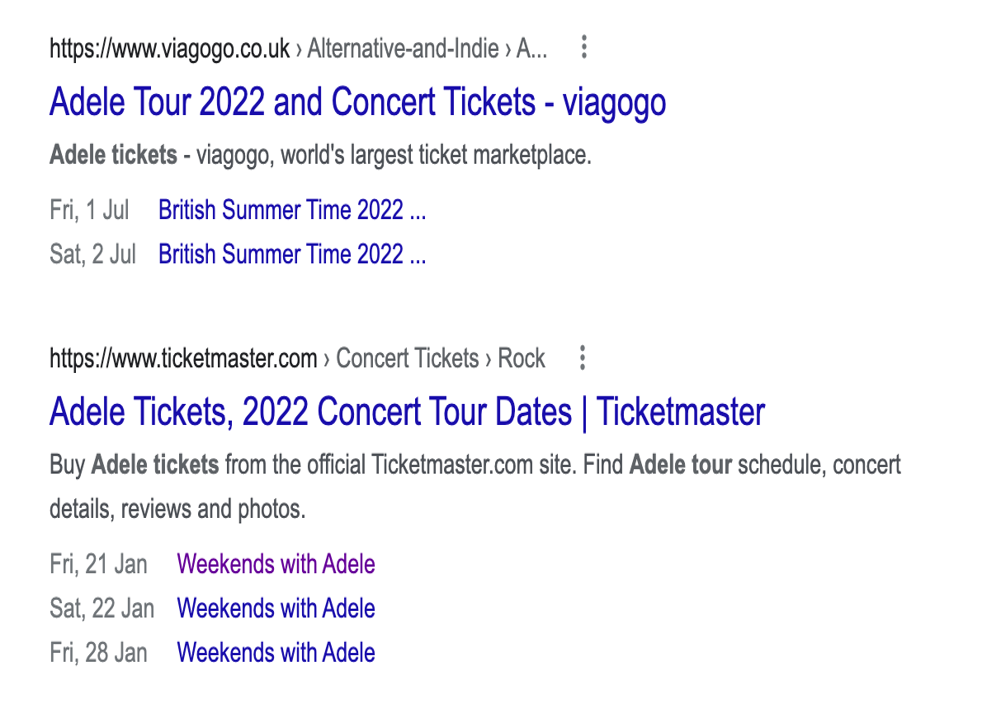 <p>Viagogo often appears at the top of Google during searches for in-demand gig tickets</p>