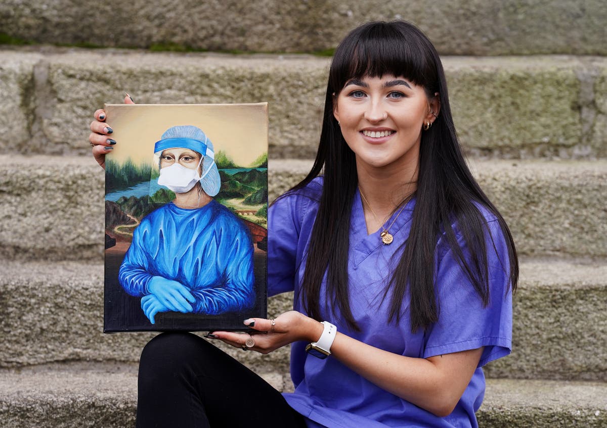 Student nurse paints Covid-themed ‘Corona Lisa’ to raise money for charity
