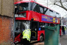 Three children and two adults in hospital after north-east London bus crash