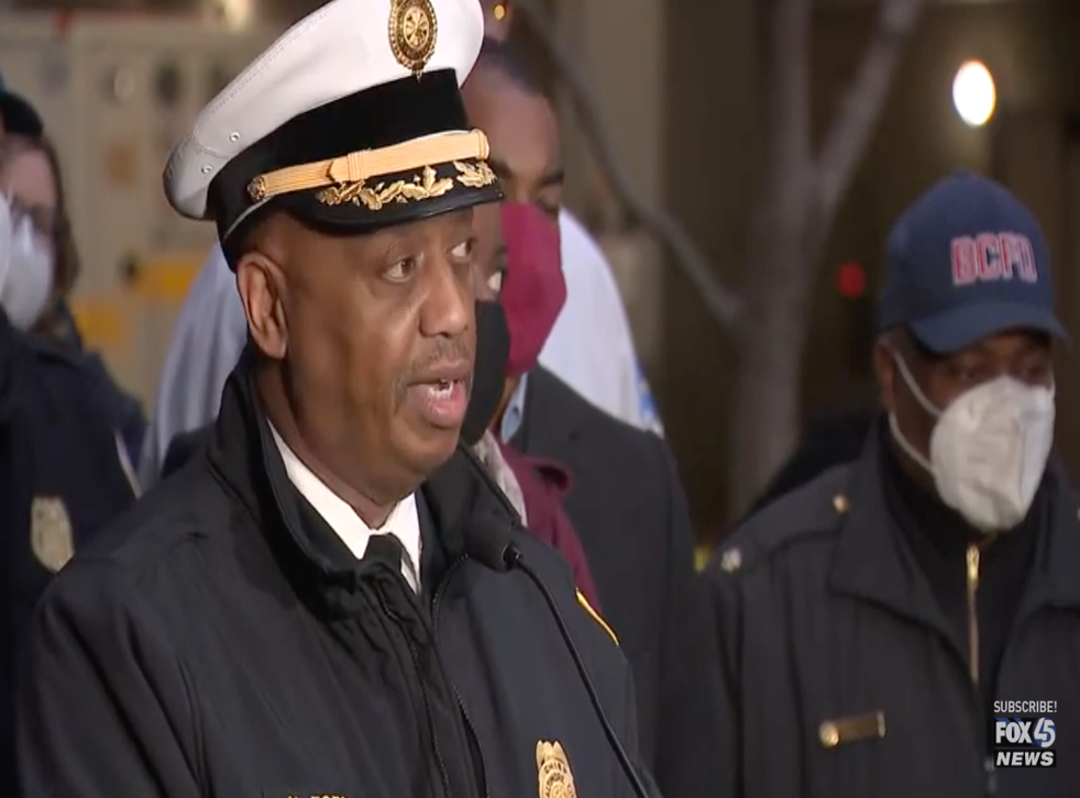 <p>Baltimore City Fire Chief Niles Ford speaks after three firefighters died in a building collapse</p>