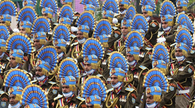The Central Reserve Police Force during the 73rd Republic Day celebrations in New Delhi, Indië