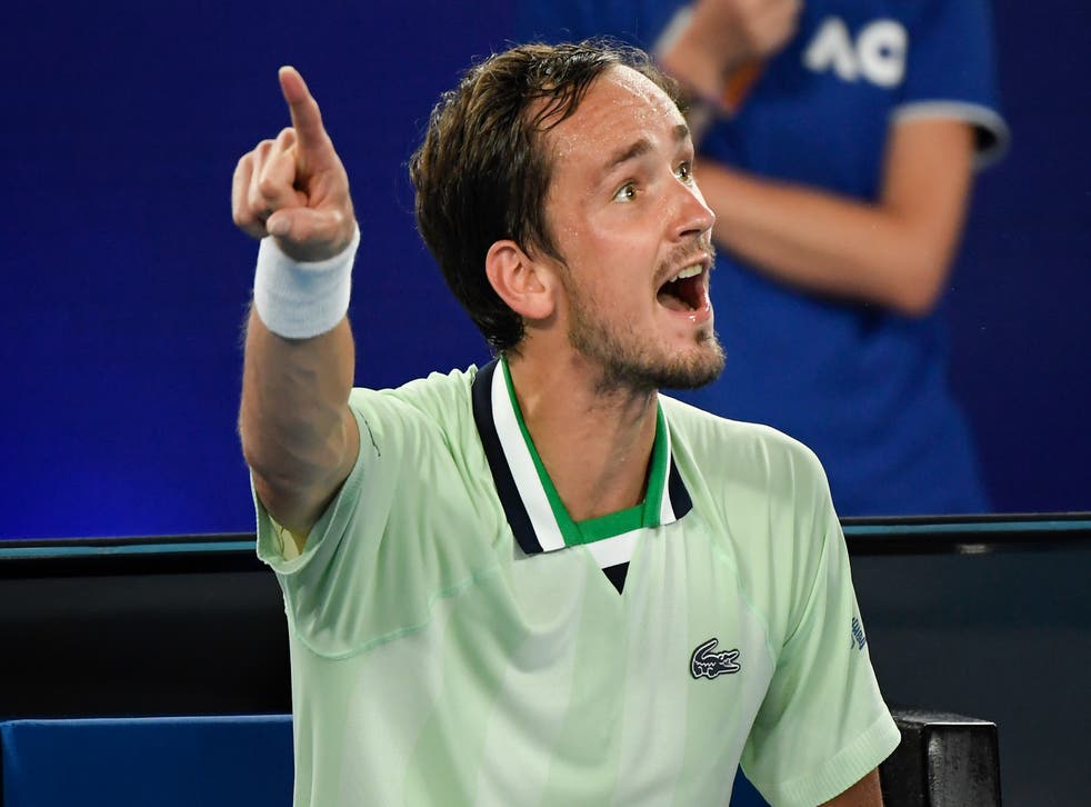Daniil Medvedev lost his cool with umpire Jaume Campistol during his victory over Stefanos Tsitsipas (Andy Brownbill/AP)