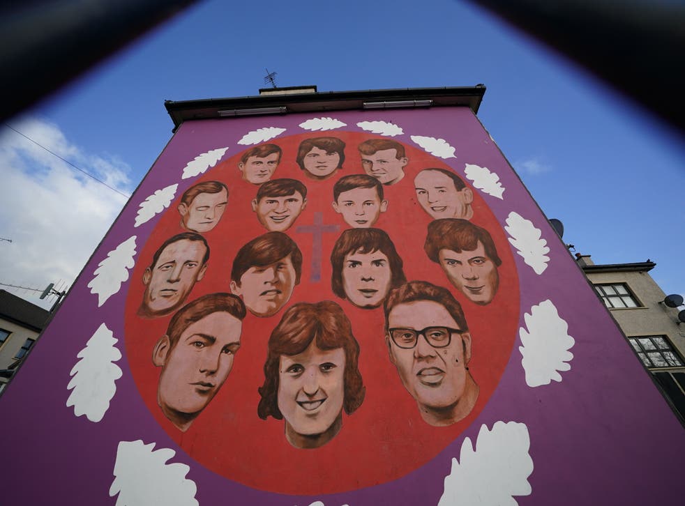 A mural on the side of a house of the 14 people who died during Bloody Sunday (Brian Lawless/PA)