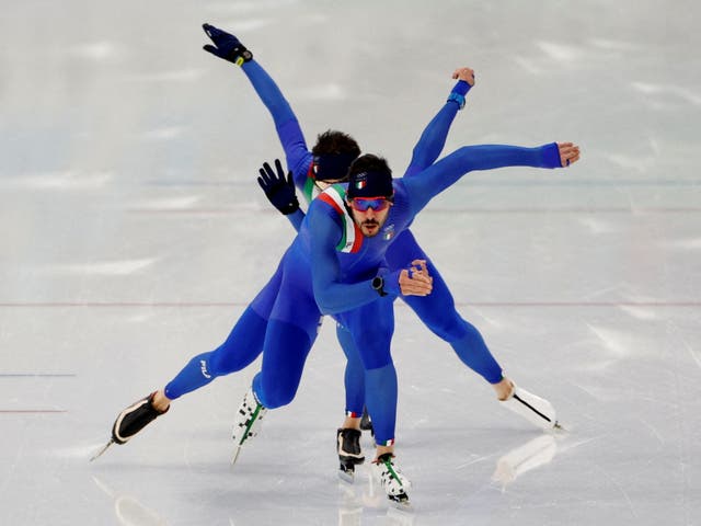 Italian athletes during training ahead of the Beijing Winter Olympics