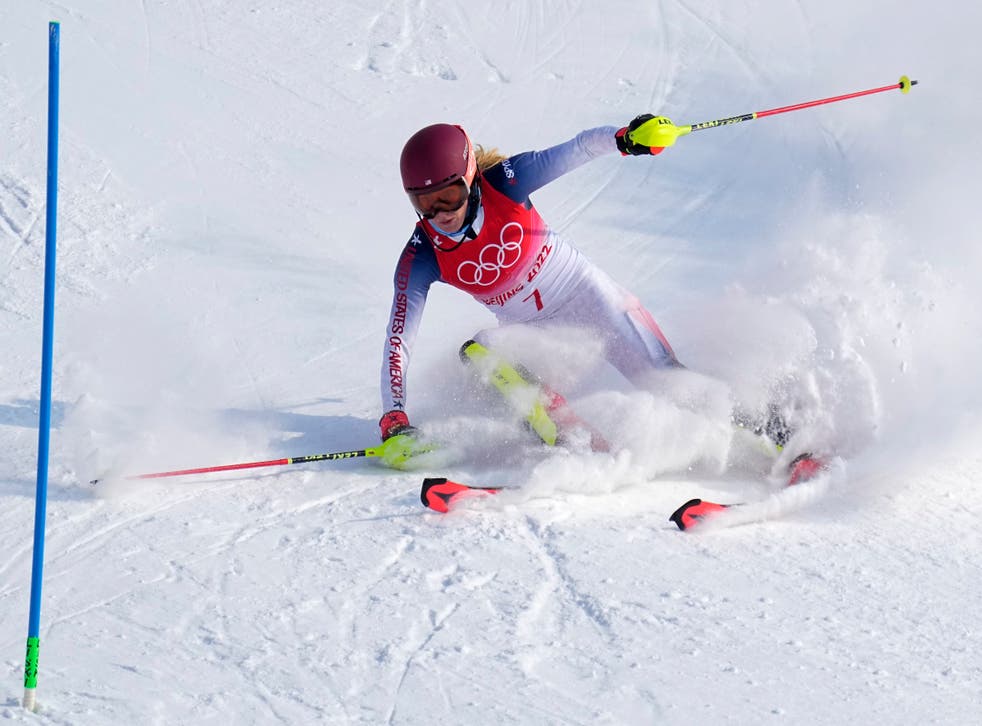 Mikaela Shiffrin skied out on her first slalom run (Robert F Bukaty/AP)