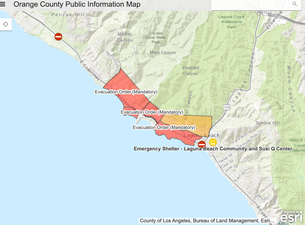 <p>The mandatory evacuation zones following the Emerald Fire on 10th February, 2022</p>