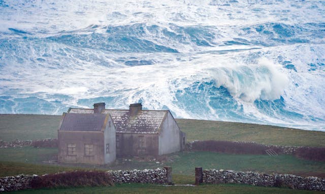 High waves in Doolin in County Clare on the west coast of Ireland
