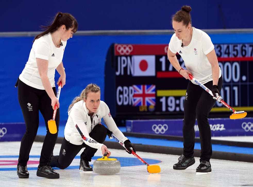 Great Britain’s curlers in action during the women’s curling gold medal match in Beijing (Andrew Milligan/PA)